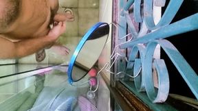 Furry is caught cumming in the company bathroom, smeared the floor with cum!