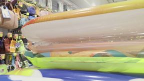 A 40-Year-Old's Ultimate Summer Adventure: Exploring a Shop Full of Giant Flamingo Floats and Colorful Party Balloons 720hd