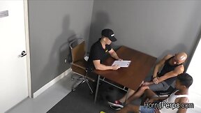 Butt knocking off both suspects at once on the office desk