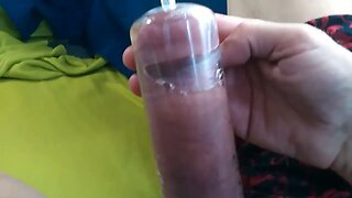 Crossdresser pumping precum + cum