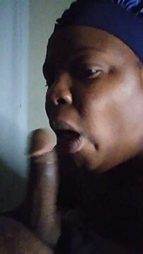 Ebony wife wakes hubby up with a blowjob and facial
