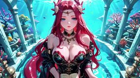Forbidden Feast in the Underwater Palace, Black and Red Kimono Slightly Wet.