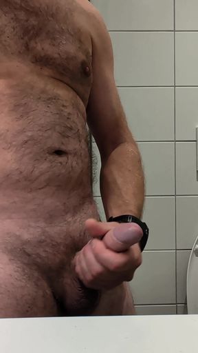 Masturbating public restroom almost caught Edging day 2