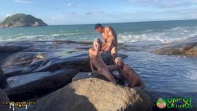 3 Hung Latinos Fuck Bareback Public Beach Hardcore Anal Yuri Diaz