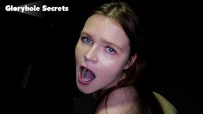 ”Russian Ava Marina Gulps Heavy Loads at First Gloryhole”
