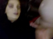 Fucking and fingering hot CD femboy on the couch