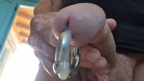 Wanking prins Albert pierced cock and cum