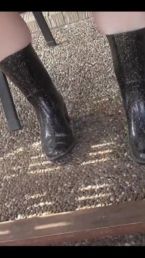 With Rubber Boots Outdoors