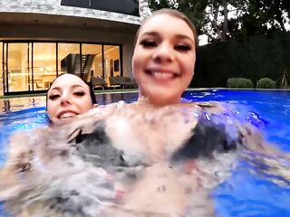 ANGELA WHITE - Sexy Late Night Bang with Gabbie Carter in the Pool