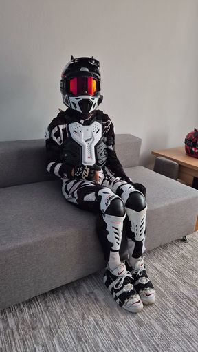Motorcyclist in Gear Cum Hot on Himself