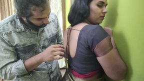 Vaishnavy Saree Removal and Bra Show with Boobs Kiss and Press by Sharun Raj, Mallu Hot Couple Saree Removal and Boobs Kiss,