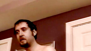 Cute bearded jock masturbates hardcore after kinky interview