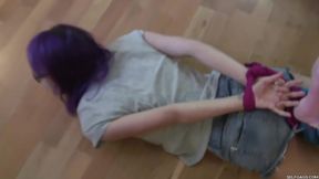 Snitching Little Step sister Sock Gagged & Hogtied Barefoot