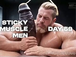 Sticky Muscle Chaps Day 59 Preview, AI-Generated Muscle Boyz, Large Weenies, Large Cum Loads