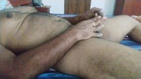 Asian daddy playing his small dick raw at home alone