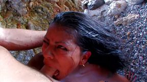 Big tits Latina slut is fucking wildly outdoors