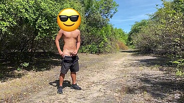 Exposed on Trail (pee & cum)