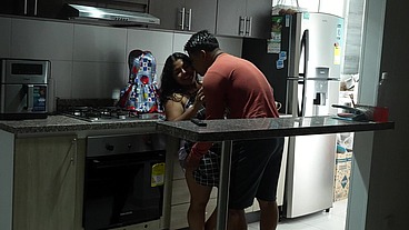 Fucking Jassi's delicious pussy in the kitchen