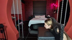Smashing your tiny face into our dungeon's fetish chair By Rosalia Peach, Ariel and Sabrina