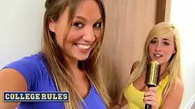 College rules - big boobed blonde amy and her roommate throw a kinky fest, sharing crazy & naughty joy