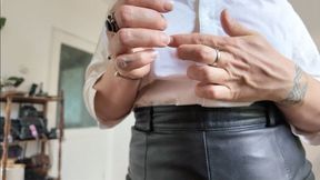 worshiping her sexy breast with veiny hands