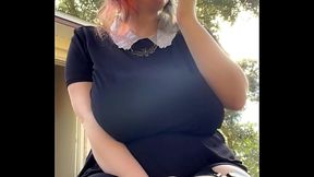 Alt Milf nextdoor smokes outback!