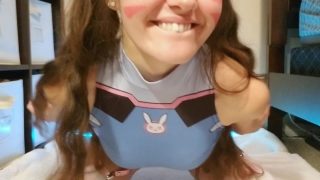 D.Va cosplayer double penetrates herself with toys