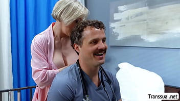 MILF Patient masturbates and fucked by TS and doctor