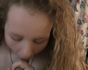 Light haired curly beauty Rosa takes BF's cock in mouth for nice BJ