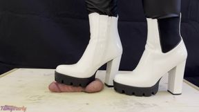 White Dangerous Heeled Boots Crushing and Trampling Slave&#039;s Cock - 3 POV, CBT