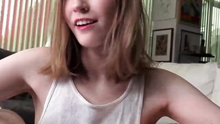 Claire Roos stroking hard until getting warm facial