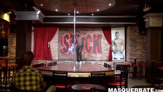 Mature dude sucks black male strippers cock after dancing