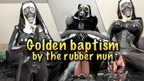 Golden baptism by the rubber nun
