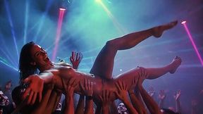 Sweaty crazy nightclub party with lots of big boobs made by AI.