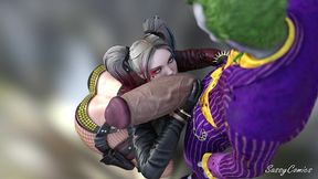 the joker fuck harley quinn - massive cock anal - sassycomics