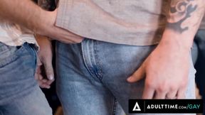 Straight guy Brock Kniles wrecks hungry bottom Devin Franco with deep anal creampie!