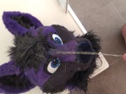 Lucer pissing on his head