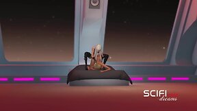 Sci-fi. sultry 3d transvestite having a good time with a lesbian