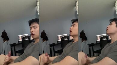 cute asian guy from college cumming and moaning