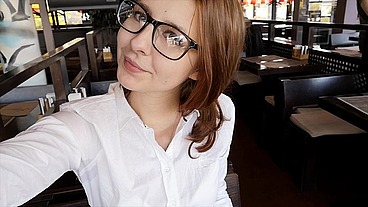 Fucking my ass with a HUGE dildo in a restaurant toelet