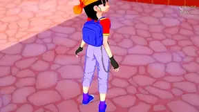 Pans First Time Outdoors: Slim Teen Flooded With Cream - Dragon Ball XXX