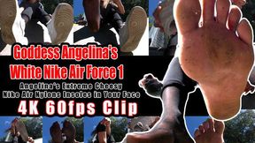 4k | Goddess Angelina's Ultra Sweaty Nike Air + Soaked Insoles & Cheesy Nylon Feet Domination â€“ Lick Soles, Sniff Stinky Insoles, Bare Cheesy Feet Smother! Foot Smelling Slave POV