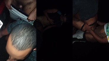Threesome sex at night on the deserted road 09 54
