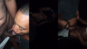 Threesome sex at night on the deserted road 09 54