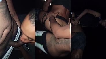 Threesome sex at night on the deserted road 09 54