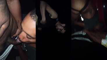 Threesome sex at night on the deserted road 09 54