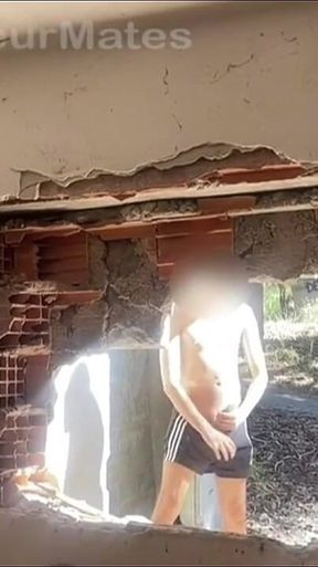 Exploring an Abandoned Building, 2 Amateur Boys Remove Their Clothes and One Starts to Bust a Nut