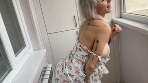 Blonde Tattooed Russian Babe Orgasms with Her Toy on Webcam