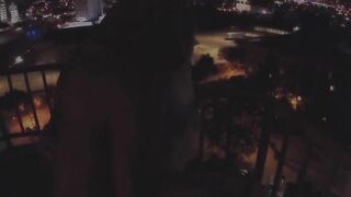 Erotic Hotwife takes bbc on hotel balcony over Dallas freeway