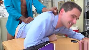 Cute twink has his ass ravaged at the office